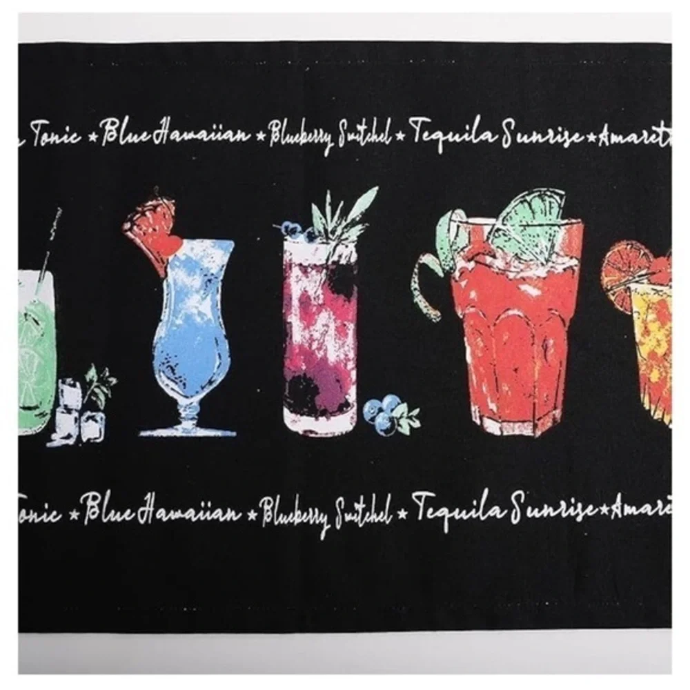 Colorful Cocktail Print Fabric table runner